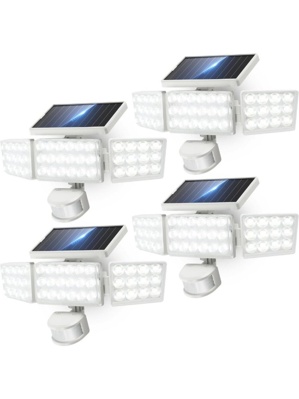 Bright 3500LM Solar Flood Lights with Motion Sensor, 3 Heads, IP65 Waterproof